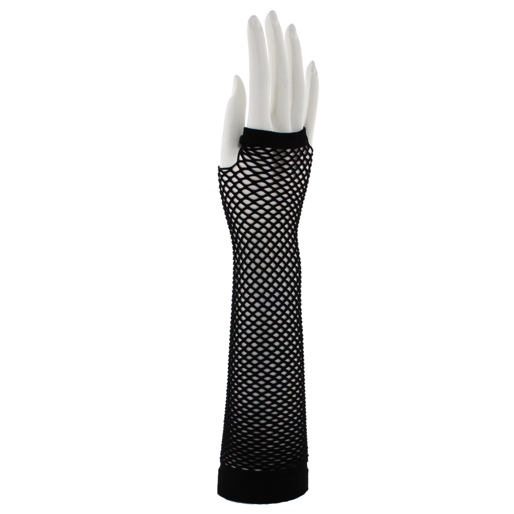 Zac's Alter Ego - Extra long fishnet fingerless Gloves - Black/White
